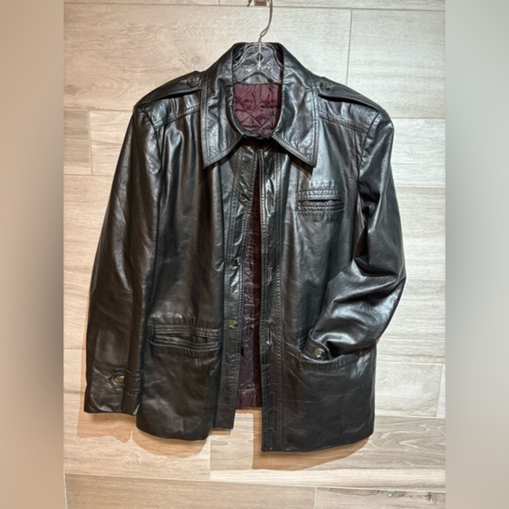 Vintage oversized boyfriend-style genuine leather jacket men’s size medium